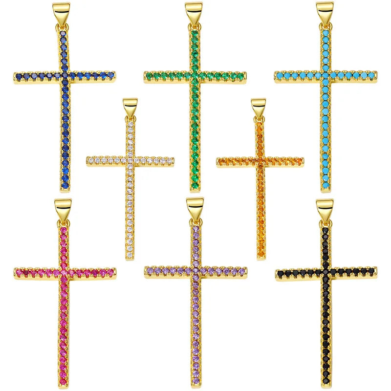 Exaggerated Simple Style Cross Copper Plating Inlay Pearl Zircon Gold Plated Charms