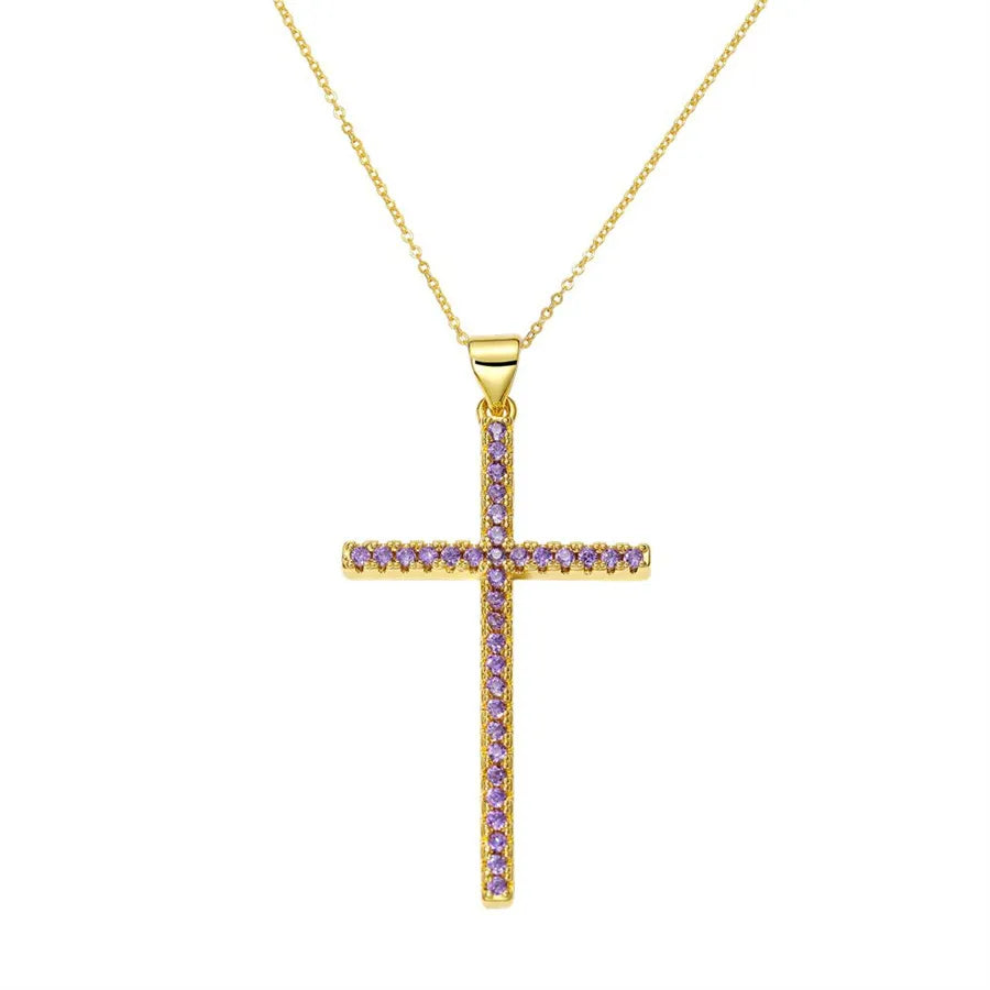 Exaggerated Simple Style Cross Copper Plating Inlay Pearl Zircon Gold Plated Charms