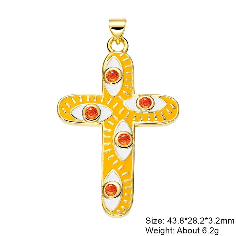 Exaggerated Simple Style Cross Copper Plating Inlay Pearl Zircon Gold Plated Charms