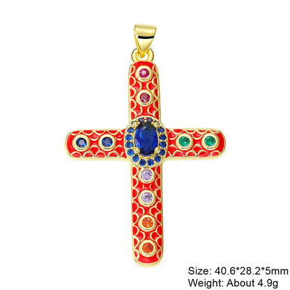 Exaggerated Simple Style Cross Copper Plating Inlay Pearl Zircon Gold Plated Charms