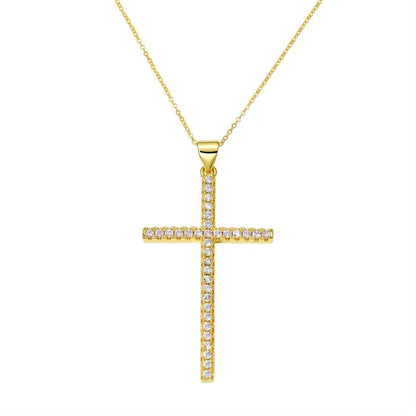 Exaggerated Simple Style Cross Copper Plating Inlay Pearl Zircon Gold Plated Charms