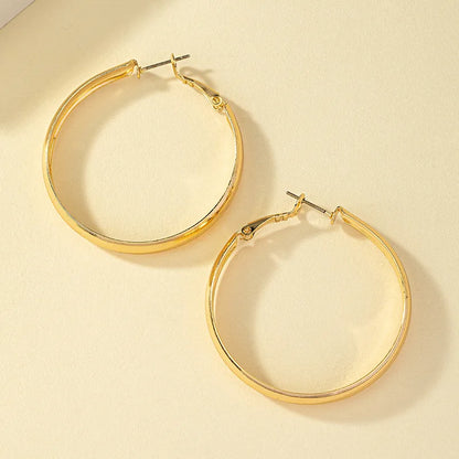 Exaggerated Simple Style Round Alloy Plating Women'S Hoop Earrings