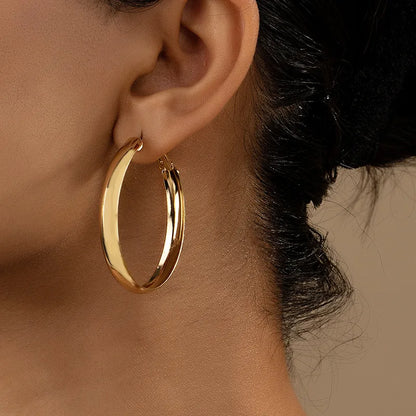 Exaggerated Simple Style Round Alloy Plating Women'S Hoop Earrings