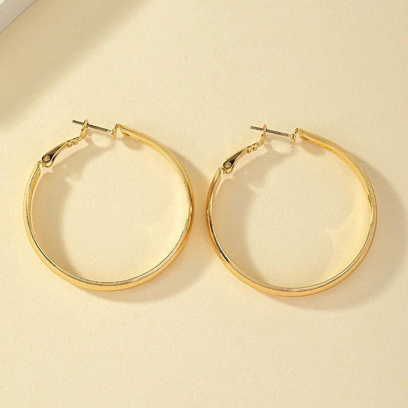 Exaggerated Simple Style Round Alloy Plating Women'S Hoop Earrings