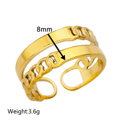 Wholesale Jewelry Exaggerated Simple Style Solid Color 304 Stainless Steel Plating Hollow Out Rings