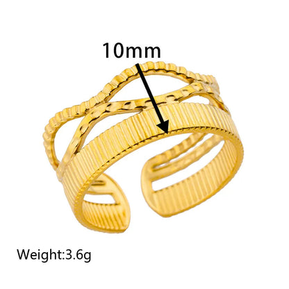 Wholesale Jewelry Exaggerated Simple Style Solid Color 304 Stainless Steel Plating Hollow Out Rings