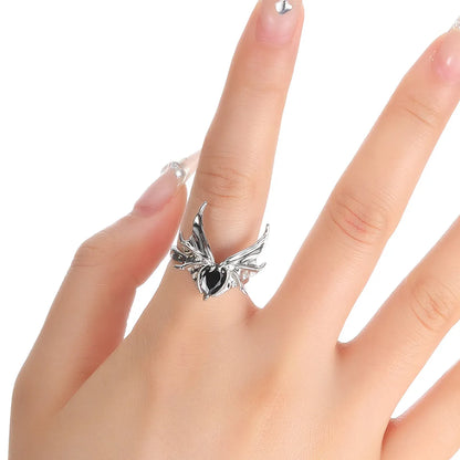 Exaggerated Simple Style Wings Stainless Steel Inlay Zircon Open Rings