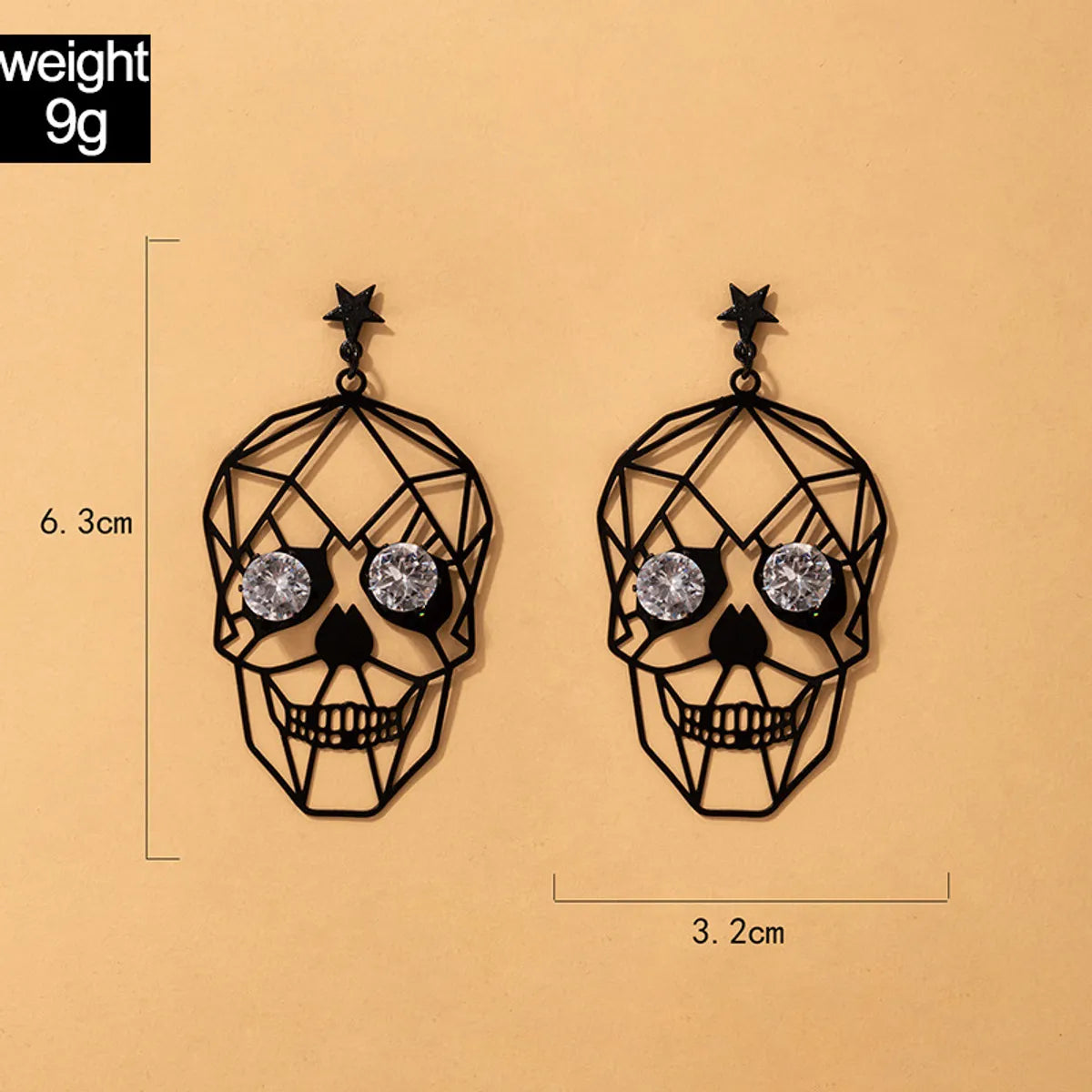 Exaggerated Skull Alloy Plating Artificial Diamond Unisex Earrings 1 Pair