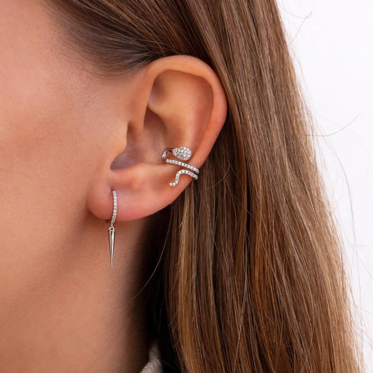 Exaggerated Snake-shaped Ear Clip Diamonds Special-shaped Earring