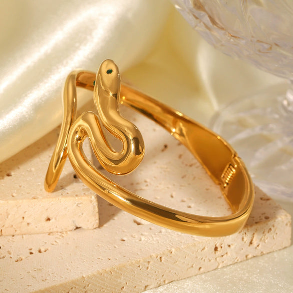 Exaggerated Snakeshaped Stainless Steel Electroplated Bracelet Animal Style