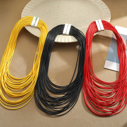 Exaggerated Solid Color Alloy Wax Line Wholesale Necklace