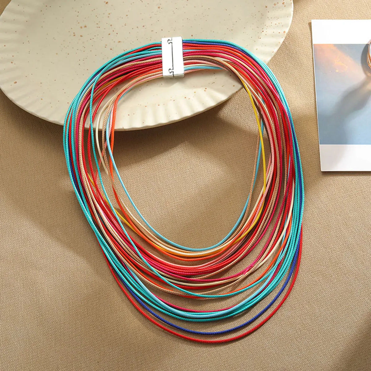 Exaggerated Solid Color Alloy Wax Line Wholesale Necklace