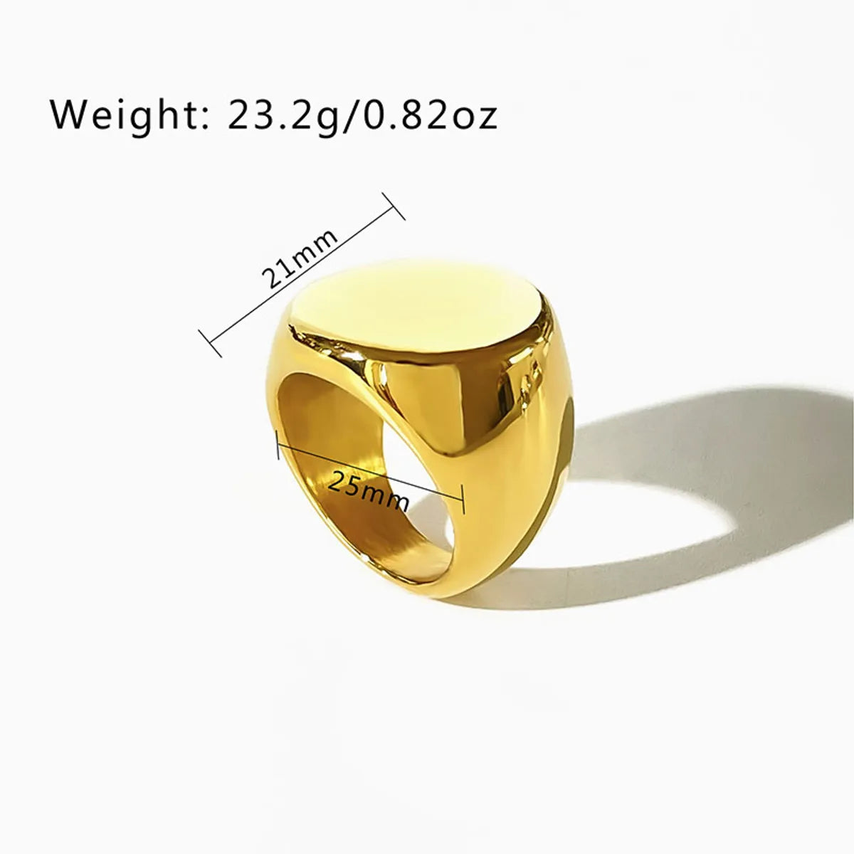 Exaggerated Solid Color Stainless Steel Plating 18k Gold Plated Rings