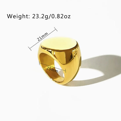 Exaggerated Solid Color Stainless Steel Plating 18k Gold Plated Rings