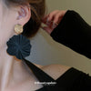 Exaggerated Spiral Flower Pendant Earrings Silver Needle Alloy Electroplated For Women High End Retro Style