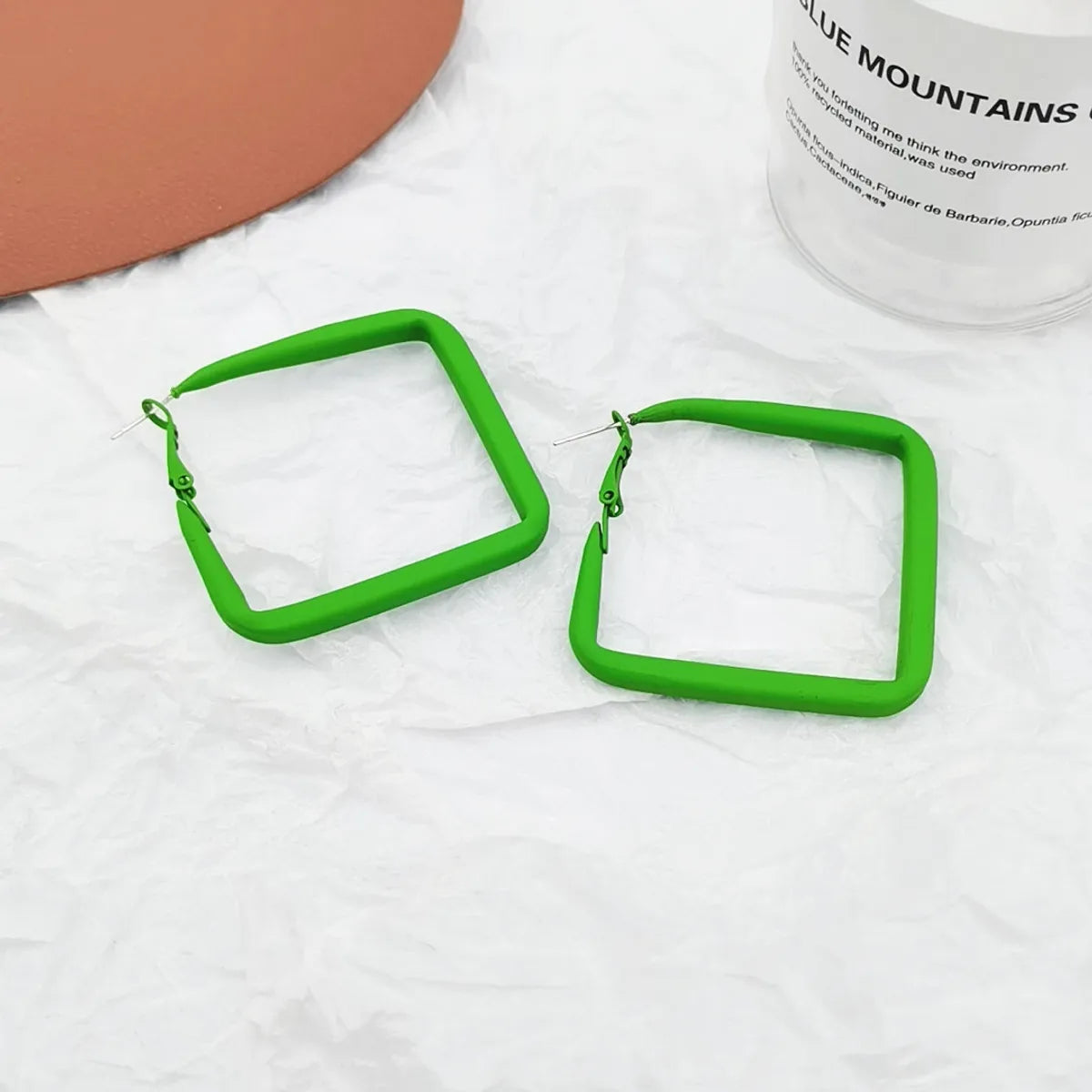 Exaggerated Square Alloy Stoving Varnish Earrings