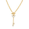 Exaggerated Stainless Steel Crooked Heart Pearl Necklace And Bracelet Set With Titanium Steel Chain And Electroplating Treatment
