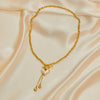 Exaggerated Stainless Steel Crooked Heart Pearl Necklace And Bracelet Set With Titanium Steel Chain And Electroplating Treatment