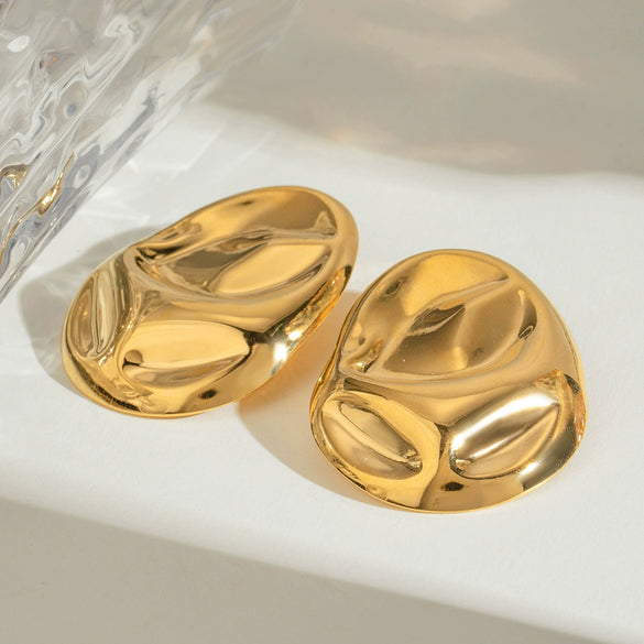 Exaggerated Stainless Steel Earrings In Ins Style With Geometric Pattern And Electroplating Treatment