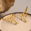 Exaggerated Stainless Steel Earrings With Geometric Design And Electroplating For Women