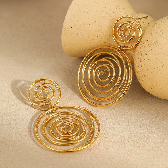Exaggerated Stainless Steel Fashion Geometric Women's Earrings With Electroplating
