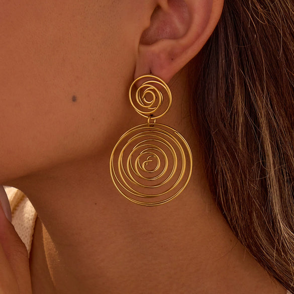 Exaggerated Stainless Steel Fashion Geometric Women's Earrings With Electroplating