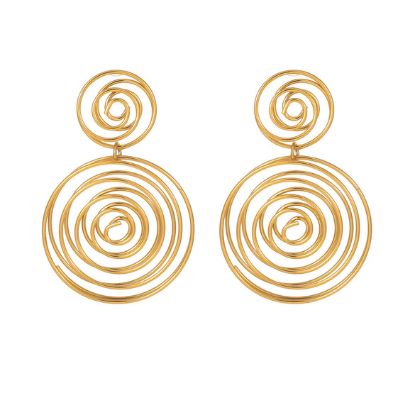 Exaggerated Stainless Steel Fashion Geometric Women's Earrings With Electroplating