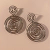 Exaggerated Stainless Steel Geometric Earrings And Ring With Electroplating For Women Fashion Ol Style Mosquito Repellent Incense Size Stitching