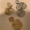 Exaggerated Stainless Steel Geometric Earrings And Ring With Electroplating For Women Fashion Ol Style Mosquito Repellent Incense Size Stitching