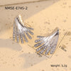 Exaggerated Stainless Steel Irregular Wings Microencrusted Zircon Electroplated Women's Earrings