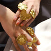 Exaggerated Stainless Steel Ring With Heart Flower Geometric Pattern And Electroplating Treatment