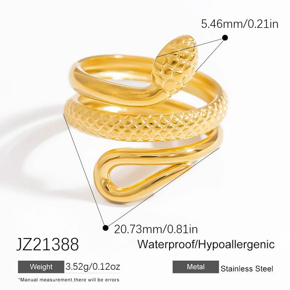 Exaggerated Stainless Steel Snake Ring Electroplated Bracelet Rings For Women