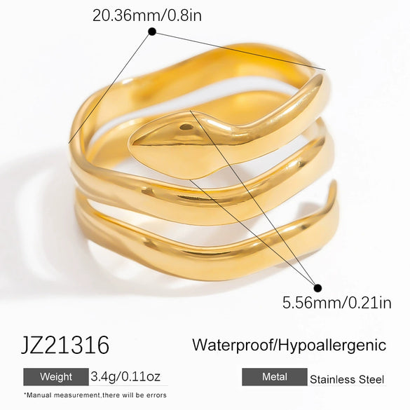 Exaggerated Stainless Steel Snake Ring Electroplated Bracelet Rings For Women