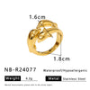 Exaggerated Style Titanium Steel Geometric Pleated Stereo Petal Design Gold Plated Ring For Women