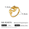 Exaggerated Style Titanium Steel Geometric Pleated Stereo Petal Design Gold Plated Ring For Women
