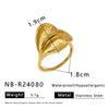 Exaggerated Style Titanium Steel Geometric Pleated Stereo Petal Design Gold Plated Ring For Women