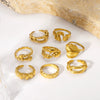 Exaggerated Style Titanium Steel Geometric Pleated Stereo Petal Design Gold Plated Ring For Women