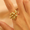 Exaggerated Stylish Geometric Metal Flower Leaf Alloy Ring For Women With Electroplating