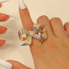 Exaggerated Stylish Geometric Metal Flower Leaf Alloy Ring For Women With Electroplating