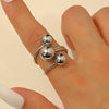 Exaggerated Stylish Geometric Metal Flower Leaf Alloy Ring For Women With Electroplating