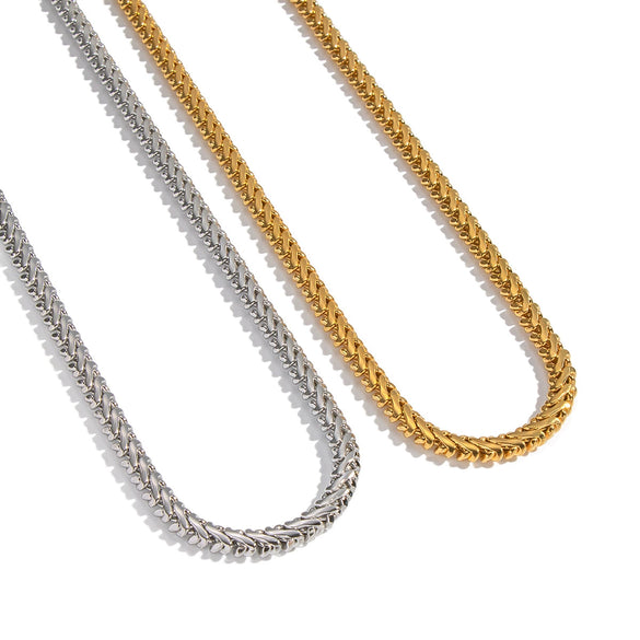 Exaggerated Stylish Geometric Snake Bone Whip Stainless Steel 18K Real Gold Plated Thick Chain Necklace For Women