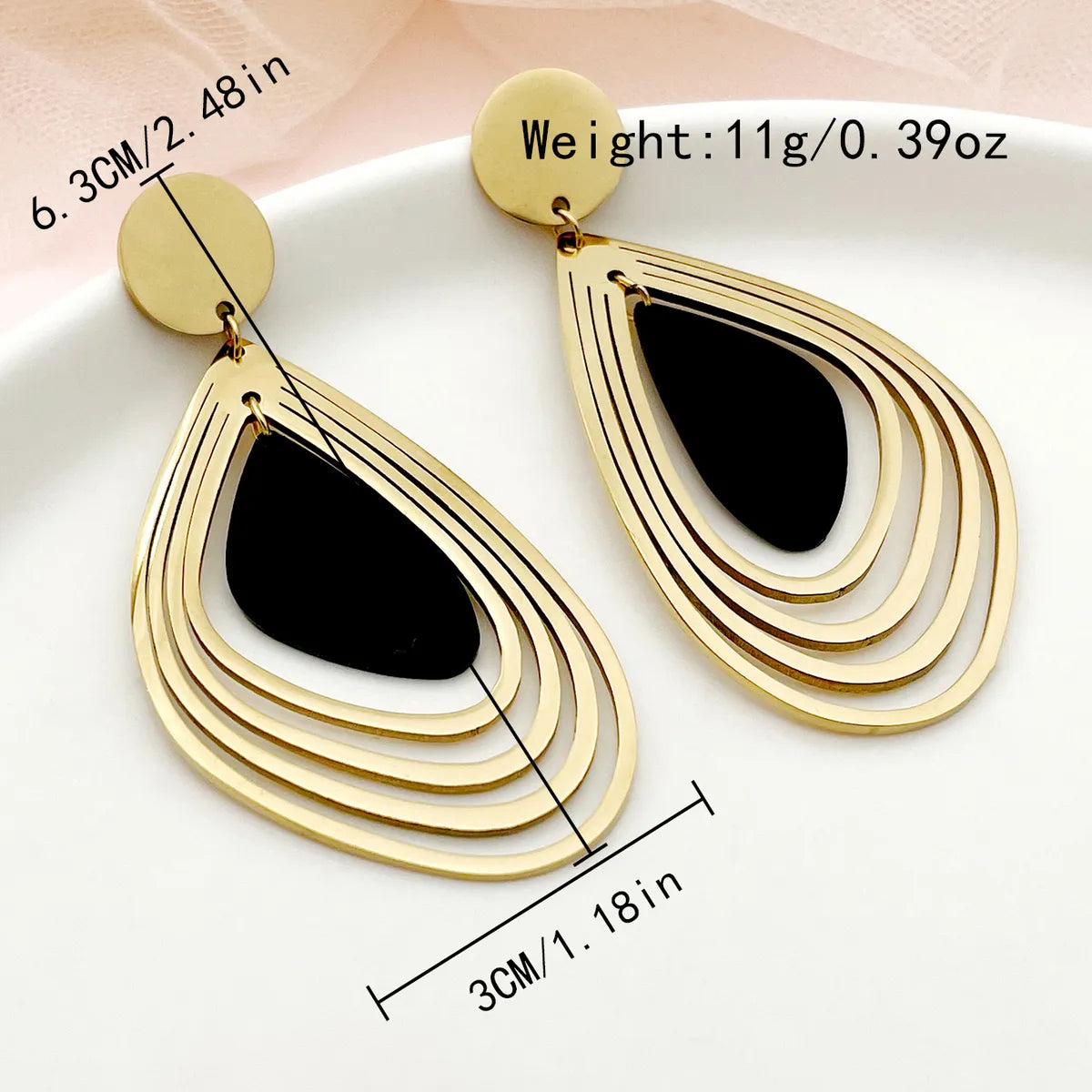 Exaggerated Sweet Artistic Irregular Stainless Steel Arylic Layered Plating Hollow Out Gold Plated Women's Drop Earrings