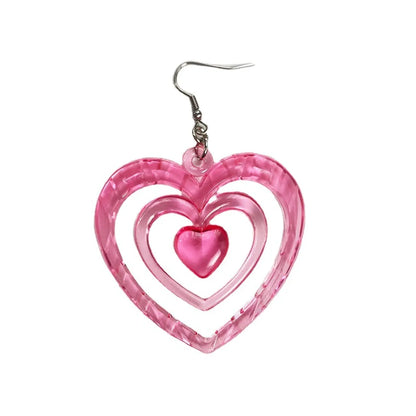 Exaggerated Sweet Heart Shape Arylic Hollow Out Women's Drop Earrings