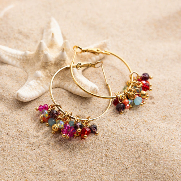 Exaggerated Tassel Retro Gravel Handmade Women's Stainless Steel Electroplating Geometric Earrings