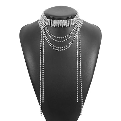 Exaggerated Tassel Rhinestone Women'S Necklace