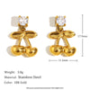 Exaggerated Temperament Double Ring Stitching Women's Earrings In Stainless Steel With 18K Gold Plated Flower Pattern And Electroplating Process
