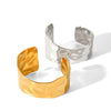 Exaggerated Titanium Stainless Steel Open Bracelet With Geometric Hammer Pattern And Electroplating Design