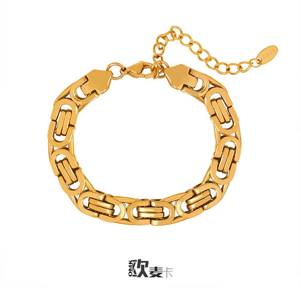 Exaggerated Titanium Steel Bracelet With Geometric Style And Electroplating For Men And Women