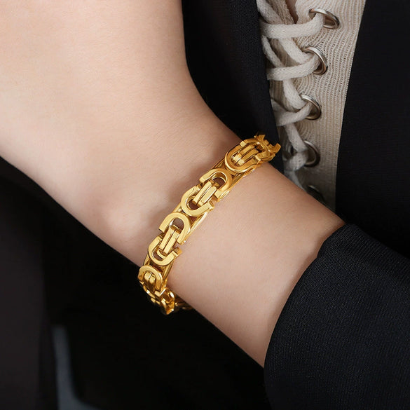 Exaggerated Titanium Steel Bracelet With Geometric Style And Electroplating For Men And Women