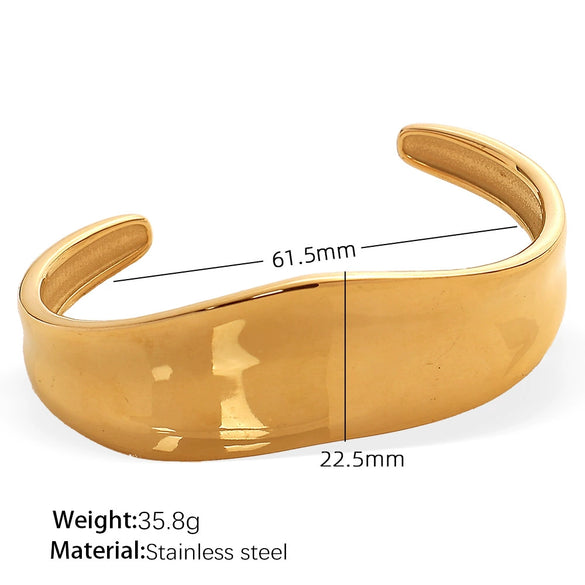 Exaggerated 316L Stainless Steel Geometric Wide Edition Electroplated Personality Trendy Bracelet Jewelry